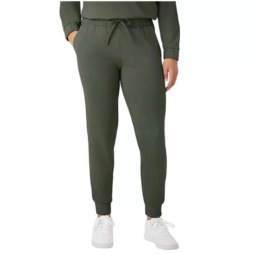 Members Mark Womens Travel Jogger Olive Green Relaxed Fit Pants Small Scrub Pant